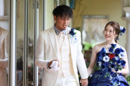 プロポーズの時の
真っ赤なバラがなんとブーケに!